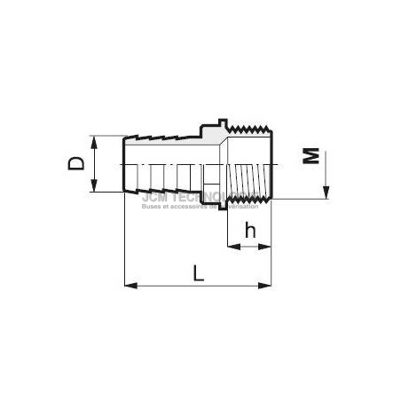 Raccord résine - Raccord droit - Filetage M1/4 -Tubulure D10 mm