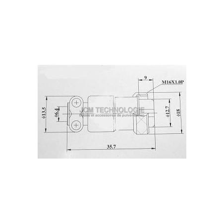 Connecteur multicontact rond métallique femelle 2 broches + embase