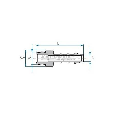 Raccord résine - Raccord droit - Filetage M1/4 -Tubulure D4 mm