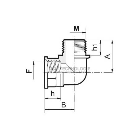 Coude mâle femelle 3/4 en laiton nickelé