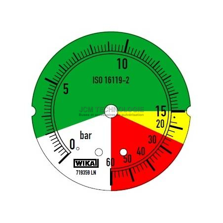 Manomètre Ø 63 mm 1/4” à l'arrière 15 bars pression air - Optimachines