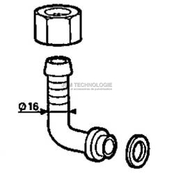 Tubulure coudée Berthoud D.16 + écrou 24x150 + joint
