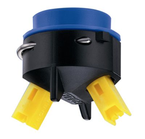 ref_10786_Ecrou Twin spray cap Lechler (B.A.N.) - Double sortie 8 et 10 mm- Noir/Bleu