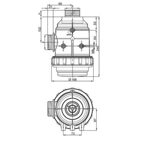 ref_10670_Filtre aspiration Arag 316 - 2" M - 50 mesh bleu