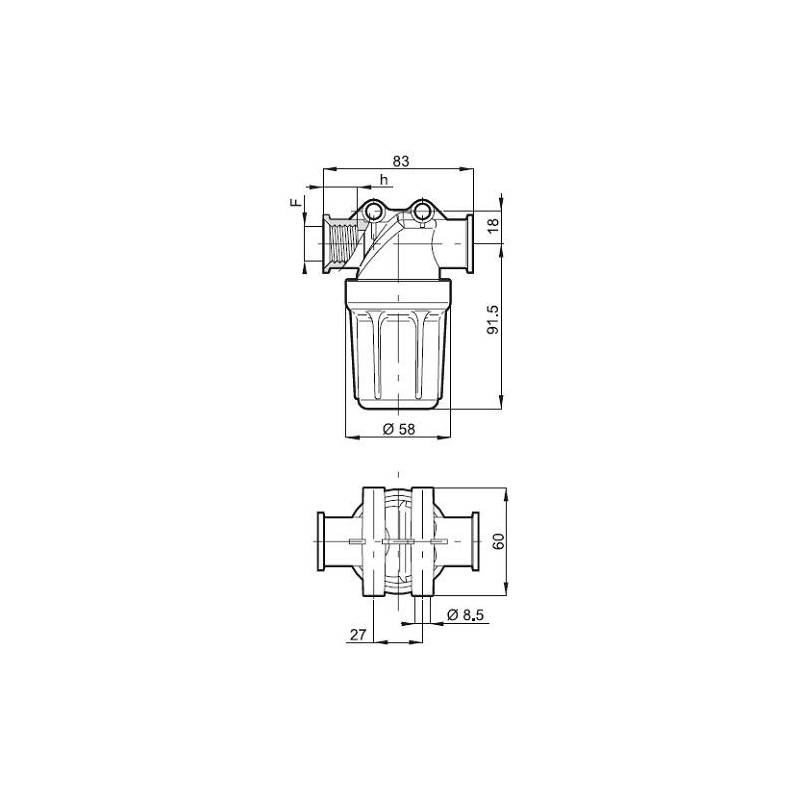 ref_10697_Filtre de tronçon Arag 324-0T - 1/2" F - bol transparent 50 mesh bleu ref_10697_Filtre de tronçon Arag 324-0T - 1/2" F - bol transparent 50 mesh bleu