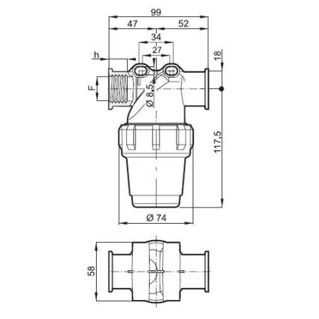 ref_10701_Filtre de tronçon Arag 324-2 - 3/4" F - 50 mesh bleu