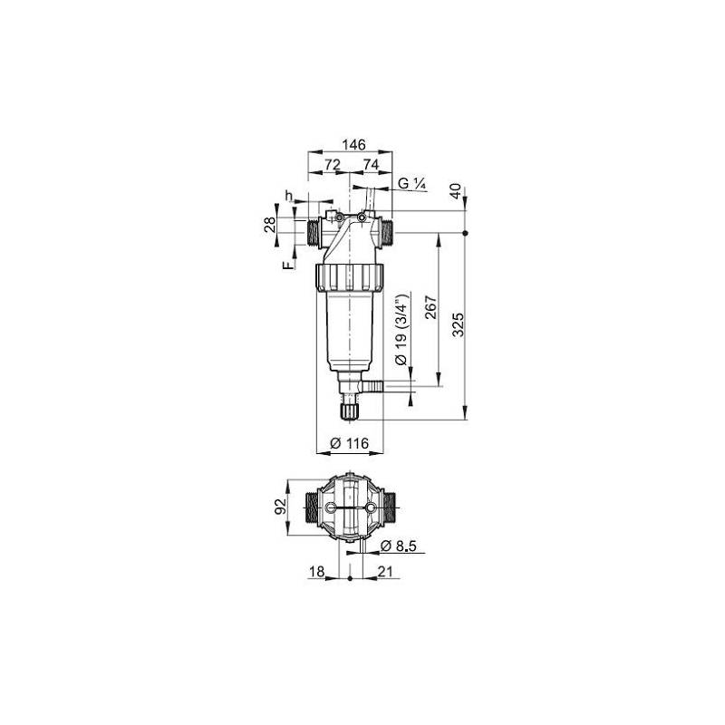 ref_18015_Filtre  Arag 326 autonettoyant - 1"1/4 M - 15 bars - 50 mesh bleu-3262153-refoulement