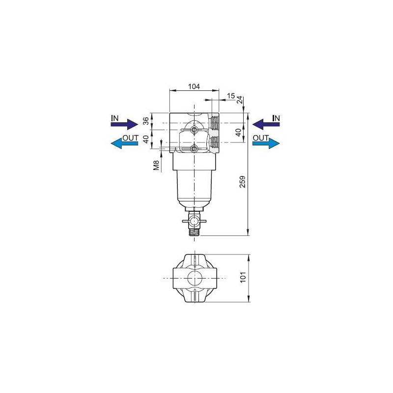 ref_10733_Filtre refoulement Arag 345 - haute pression 50 bars - 50 mesh bleu