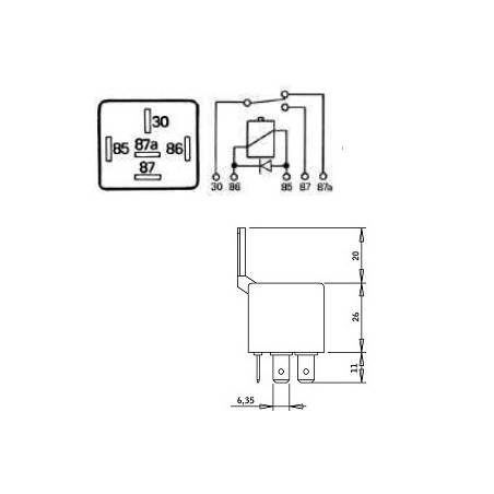 ref_13162_Mini relais COBO 12V à diode roue libre type 30 85 86 87 87a