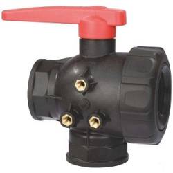 Vanne 3 voies Arag Polypropylene ø 1" - Sphere percage en T - Max 16 bar
