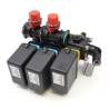 Bloc de 3 vannes electrique 3 voies + vanne de régulation Bloc de 3 vannes electrique 3 voies + vanne de régulation