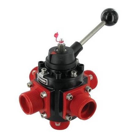 Vanne manuelle Polmac 5 voies - entrée/sortie Ø1"1/4 - corps alu