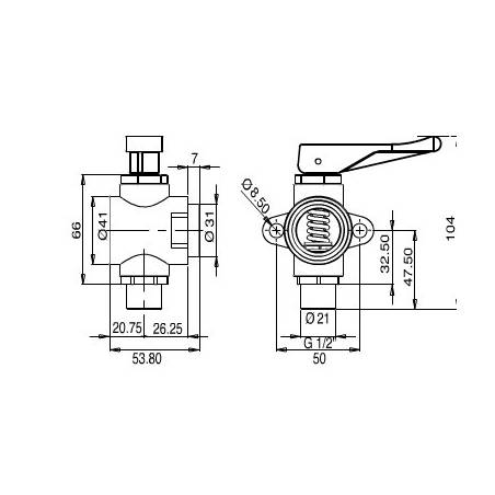 Vanne manuelle en T Polmac - sortie 1/2" court