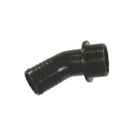 Raccord cannelé coudé 45° - Filetage M 1"1/4 - Tubulure 30 mm