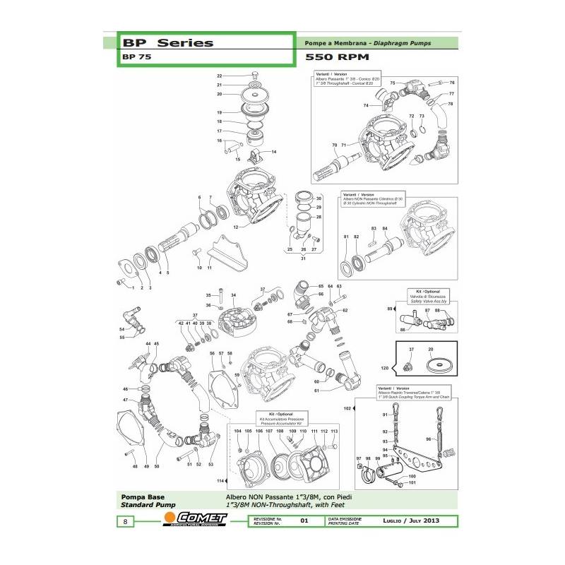 Clapet de pompe complet Comet BP 75 - 12200070