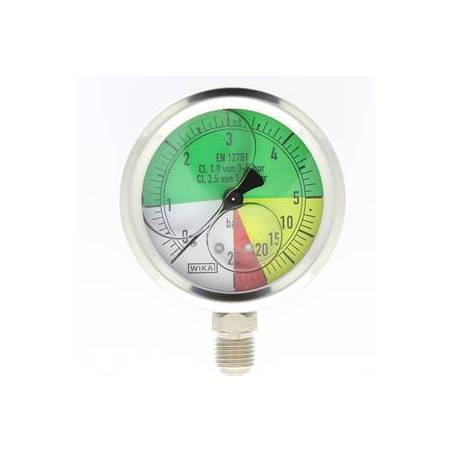 mano à échelle dilatée 63 mm 1/4 - fixation périphérique - 0-5/25 bar