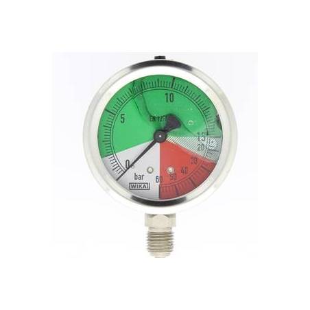 mano à échelle dilatée 63 mm 1/4 - fixation périphérique - 0-15/60 bar