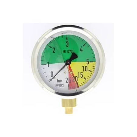 mano à échelle dilatée 100 mm 1/4 - fixation périphérique - 0-5/25 bar