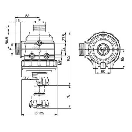 Filtre aspiration Arag 313 avec vanne - 1"1/4 M - 50 mailles bleu