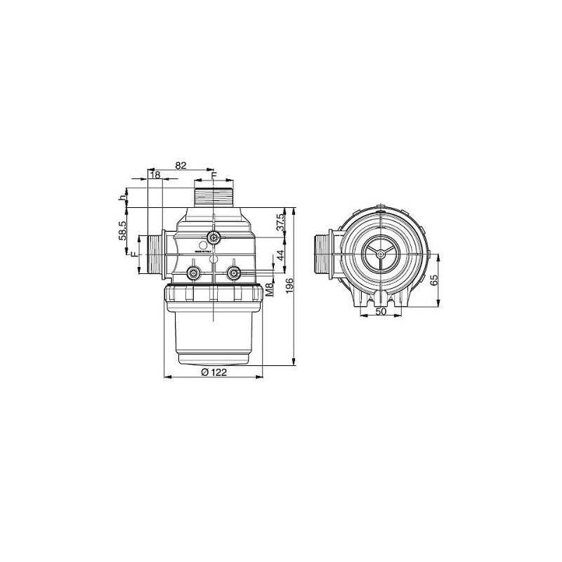 Filtre aspiration Arag 314 - 1"1/4 M - 50 mesh bleu