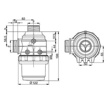 Filtre aspiration Arag 314 - 1"1/4 M - 50 mesh bleu