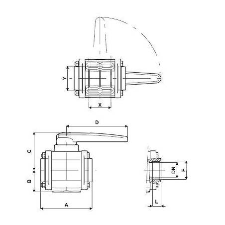Vanne Manuelle Arag 2 voies 1"1/2  Sphère inox