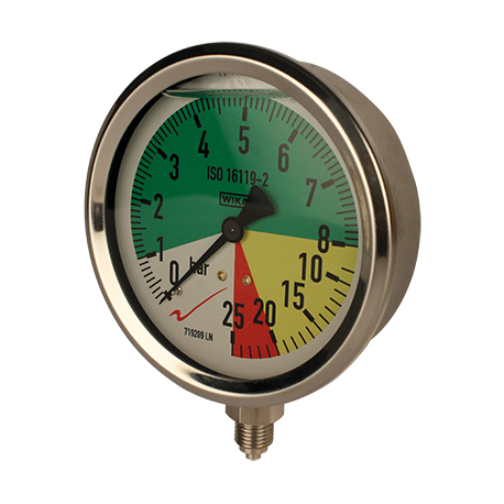 mano à echelle dilatée 63 mm - 1/4"- fixation périphérique - 0-8 -25 bar