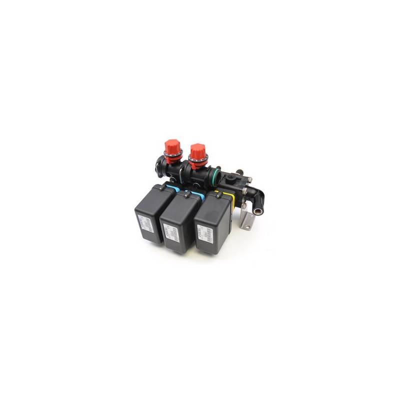 Bloc de 3 vannes electrique 3 voies + vanne de régulation