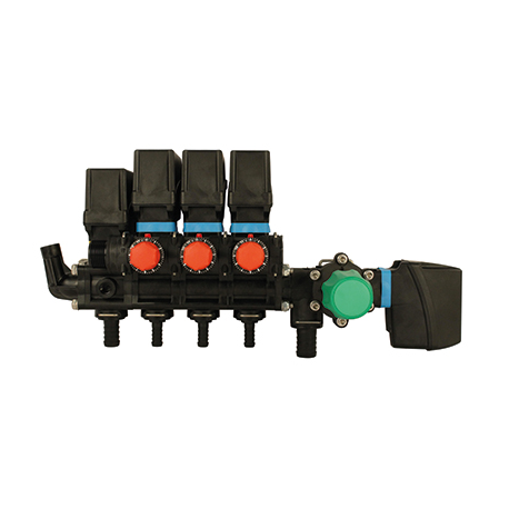 Bloc vanne 3 voies - 2 vannes + vanne de régulation + vanne générale