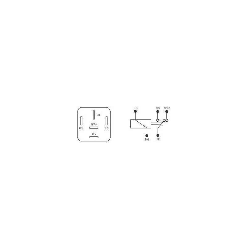 Mini relais 12V 20A/30A - type 30 85 86 87 87a