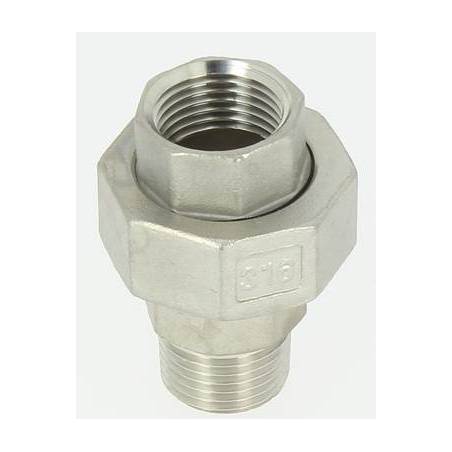 Raccord Union Inox pour manomètre 1/2"M X 1/2"F