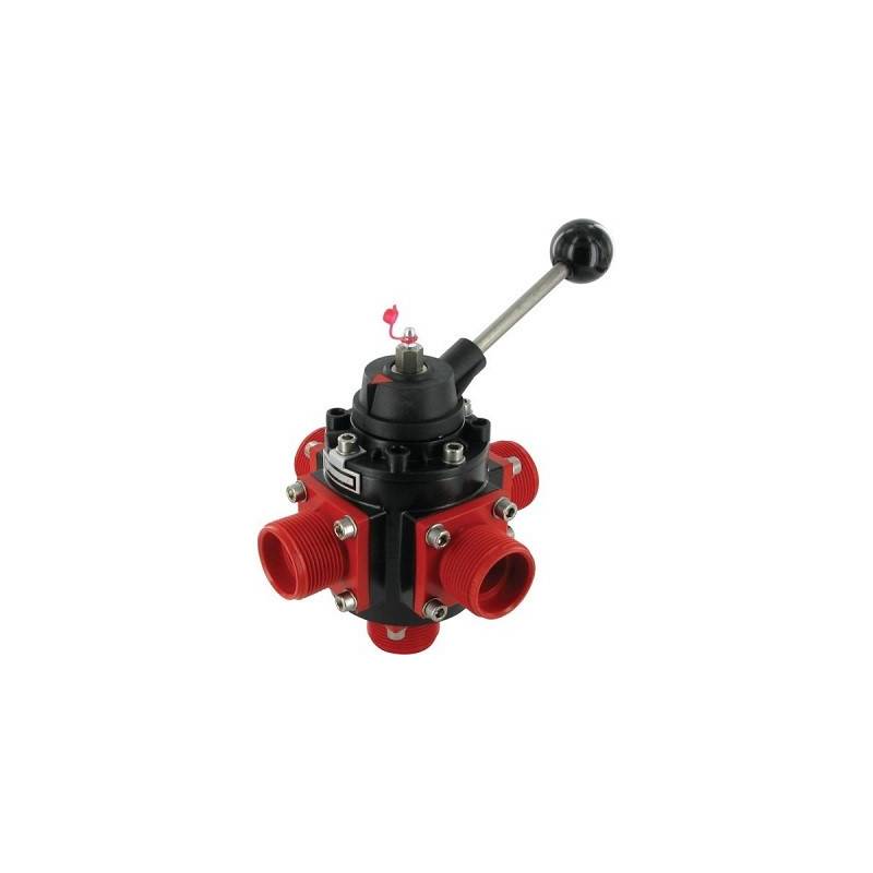 Vanne manuelle Polmac 5 voies - entrée/sortie Ø1"1/4 - corps alu