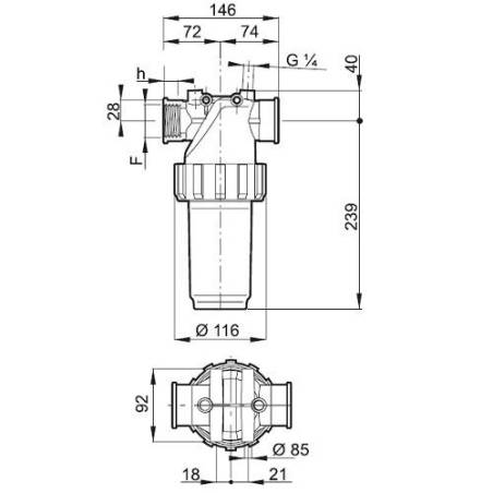 Filtre refoulement Arag 328 - 1"1/4 F - 15 bars - 50 mesh bleu
