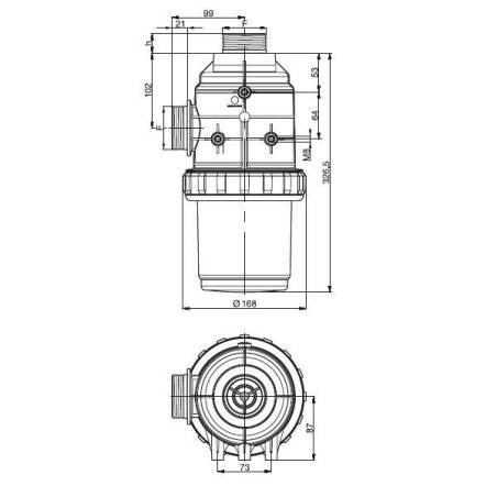 Filtre aspiration Arag 317 - 2" Mâle - 50 mesh bleu