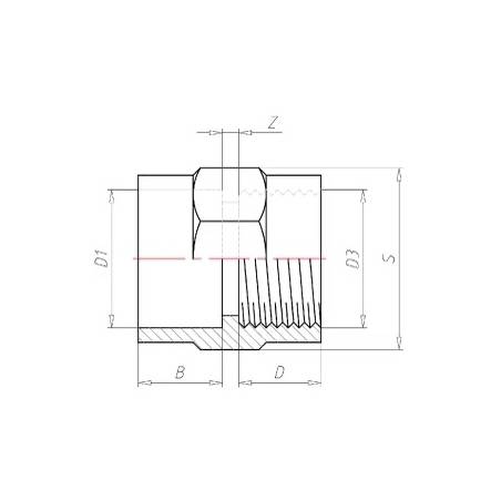 Mamelon PVC à coller 32F x 3/4"F BSP dimensions