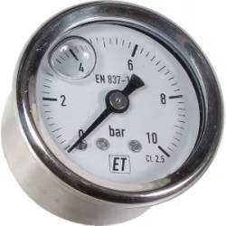 Manomètre 40 mm - 0-10 bars - 1/8" arrière - boîtier inox
