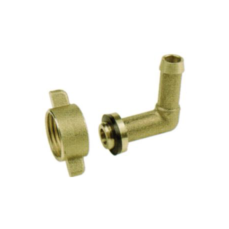 Embout cannelé coudé 90° à écrou taraudé femelle 1/2" x 13 mm laiton